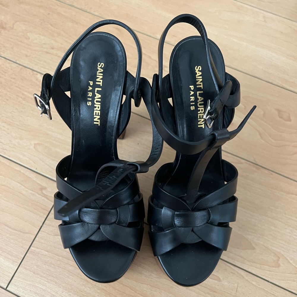 **SOLD** Saint Laurent Tribute Platform Heel Sandals Black Sz 35.5 or 5.5